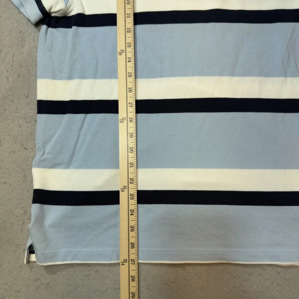 Tommy Hilfiger Mens Classic Fit Striped Polo Shirt Light Blue Navy‎ White Size M